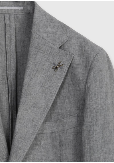 Ramsey Gri Shirt Shoulder Slim Fit %100 Keten Ceket