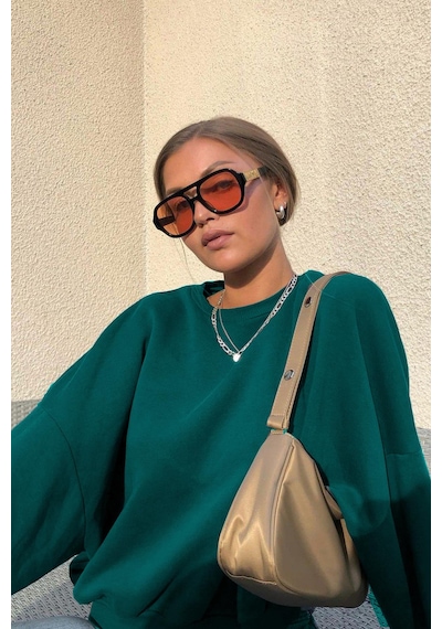Madmext Petrol Mavisi Bisiklet Yaka Basic Sweatshirt Mg1559 Petrol Mavisi
