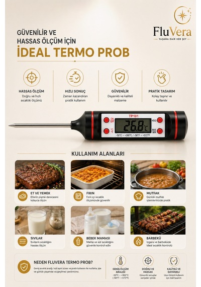 Tp101 Dijital Mutfak Termometresi -50 C +300 C Hassas Sıcaklık Ölçer, Lcd Ekran