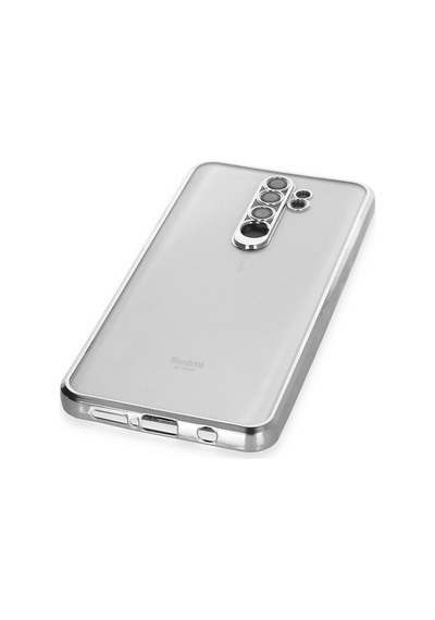Newface - 165 - Xiaomi Redmi Note 8 Pro Kılıf Razer Lensli Silikon - Novapazr - - Gümüş