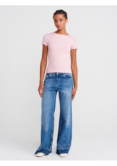 Dilvin 31935 Kısa Kollu T-shirt-toz Pembe Toz Pembe