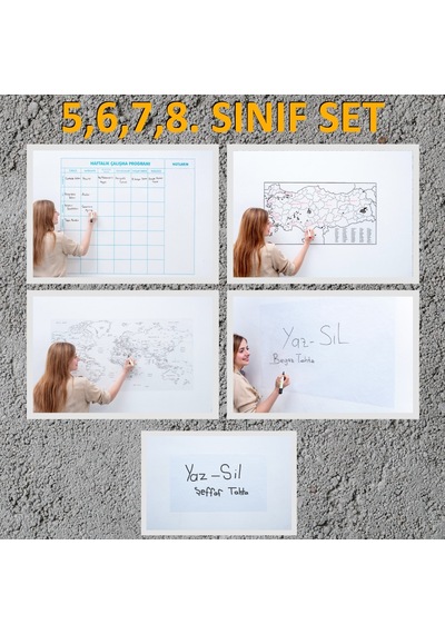 5-6-7-8. Sınıf Yazı Tahtası Seti Statik Kağıt Tahta