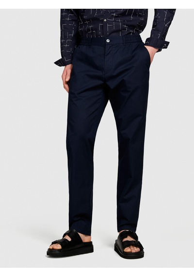 Sisley %100 Pamuk Beli Büzgülü Slim Confort Fit Pantolon Erkek Lacivert Pantolon - 324p4ıuksf046