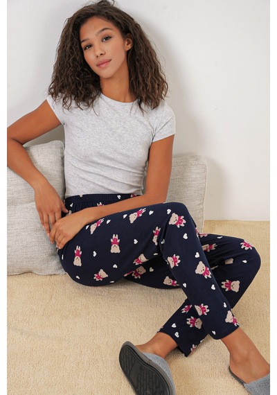Bigdart 4323 Desenli Kadın Pijama Altı - Lacivert