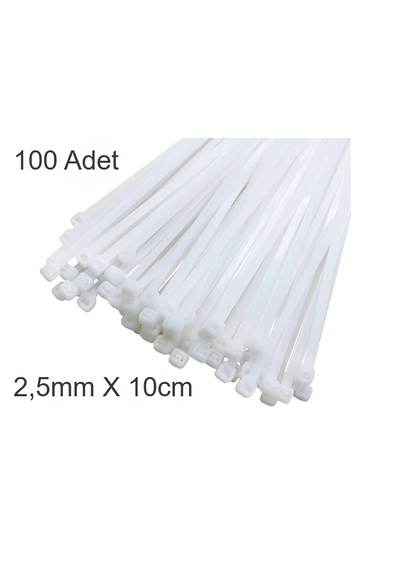 Beyaz Plastik Cırt Kelepçe 2.5x10cm Kablo Bağı Elektrik Kablosu 1