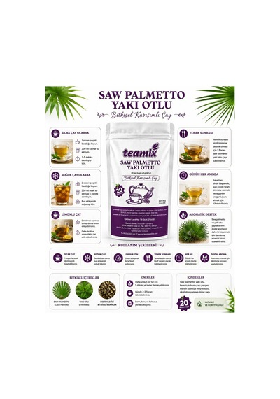 Saw Palmetto Yakı Otlu Çay 20 Süzen Poşet Bitkisel Karışımlı Çay
