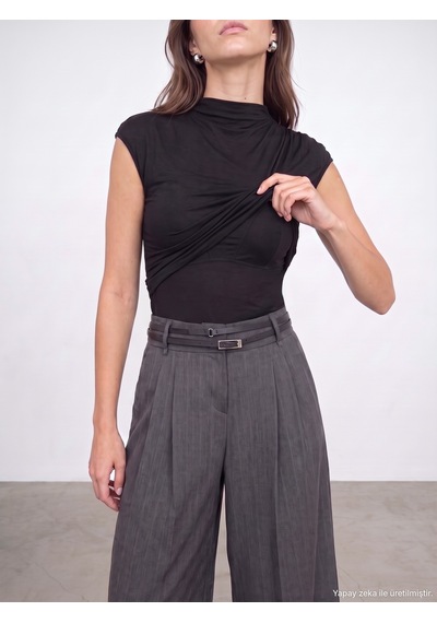 Dilvin 33211 Bra-free Büzgü Detaylı Top Siyah
