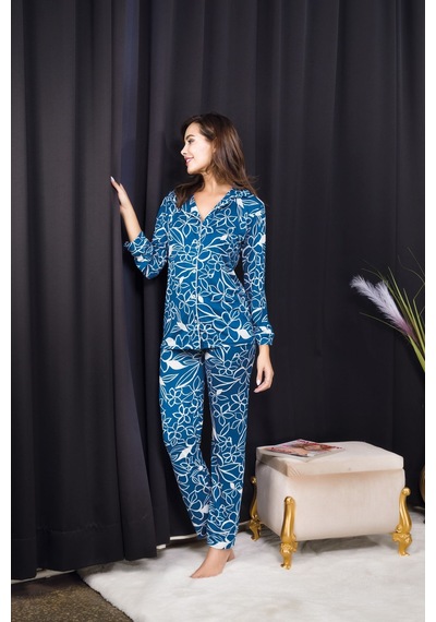 Bebekokusu Rahat Ve Şık Kadın Pijama - Mavi Mavi