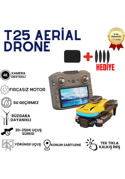 Aerial T25 Hd Kameralı, Fırçasız Motorlu, Katlanabilir Drone-1606