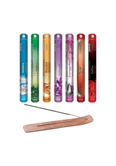 Flute Karışık Tütsü 7 x 20'li + Ahşap Tütsü Kayığı