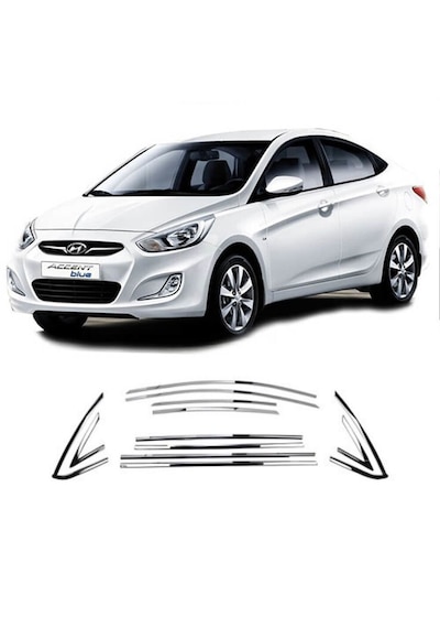 Hyundai Accent Blue Cam Çıtası Komple Set Çerçevesi Kromu Nikelajı