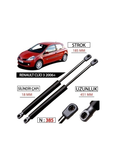 Renault Clio 3 Bagaj Amortisörü 2006 Sonrası Takım 2 Adet