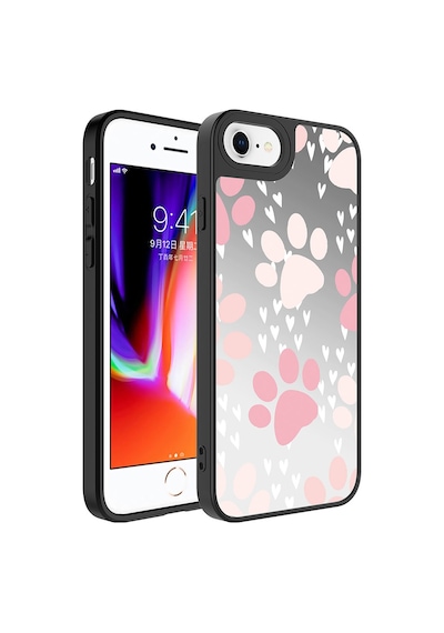 Goocamp Apple Uyumlu iPhone 8 Plus Kılıf Aynalı Desenli Kamera Korumalı Parlak Mirror Kapak - Ayn Ayna