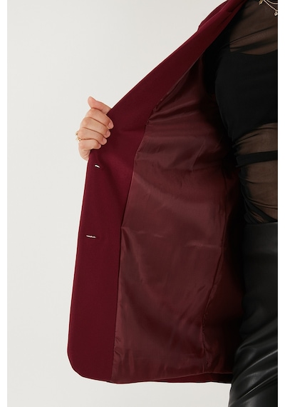 Lela Relaxed Fit Mono Yaka Cepli Blazer Bayan Ceket 611Bc00132 Bordo
