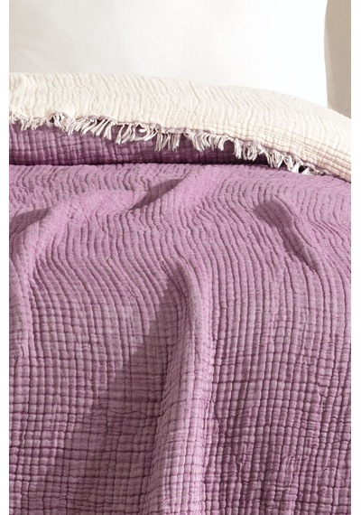 Varol 5 Katlı %100 Pamuk Müslin Yatak Örtüsü 230x240 Cm Mor/cıftkısılık Mor