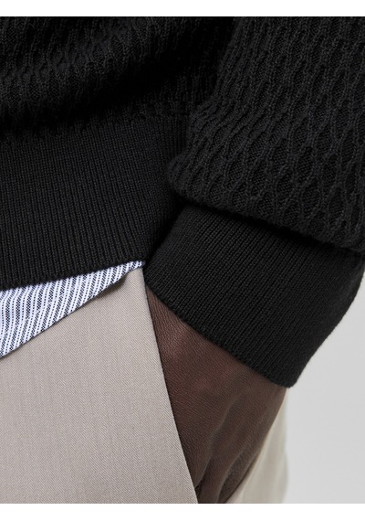 Jack & Jones Jack Jones Erkek Desenli Örgü Kazak 12283381 Siyah