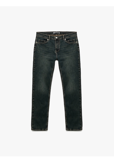 Koton Pamuklu Normal Bel Slim Fit Jean Pantolon - Brad Jean Petrol 7wam40003nd