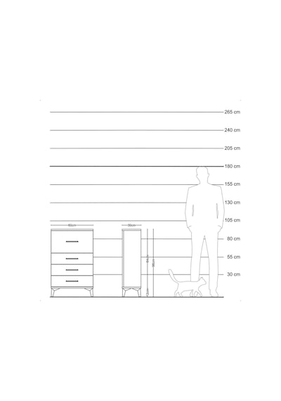 Arges Komodin 4 Çekmeceli 60x30x96 Çam-aytaşı Atlas Çam