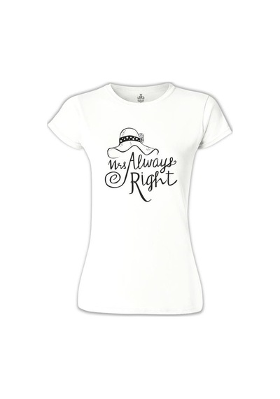 Mrs. Always Right Şapka Beyaz Kadın Tshirt 001