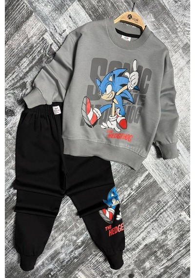 Koçak Kids Sonic Desenli Gri Renk Erkek Çocuk Eşofman Takım Gri