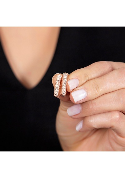 Tesbihane Starlight Diamond Zirkon Taşlı "V" Tasarım Rose Renk 925 Ayar Güm
