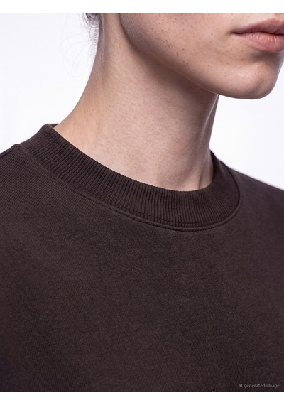 Lcw Comfort Kahverengi Bisiklet Yaka Oversize Kadın Sweatshirt