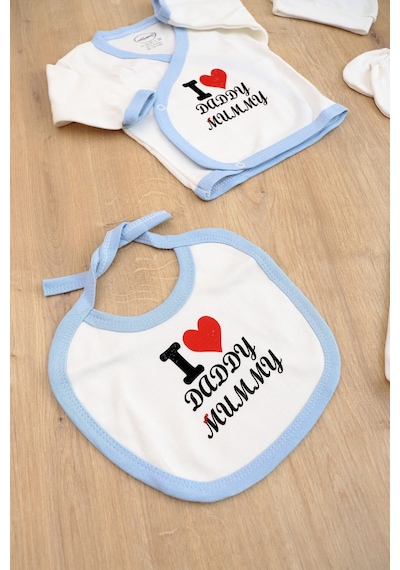 Sitilin Erkek Bebek Natural Pamuk Kumaş 5 Li Hastane Çıkışı Seti Stl6796 Baskılı