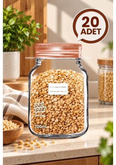 Bakır Desenli Kavanoz Görünümlü Saklama Poşeti 15x22 Cm - 700 Ml 20 Adet Şeffaf