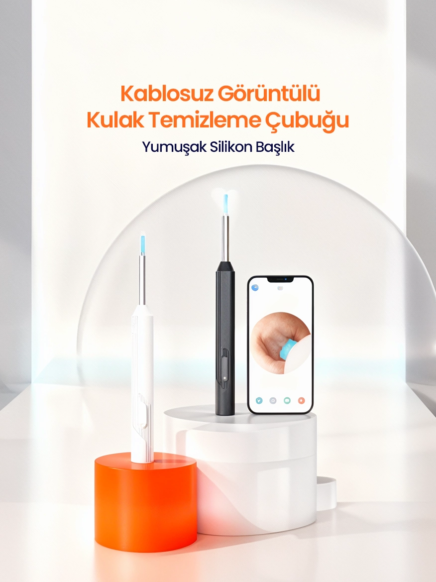 Wifi Kameralı Şarjlı Akıllı Kulak Temizleyici Görüntülü Kulak Temizleme Cihazı Silikon Başlıklı