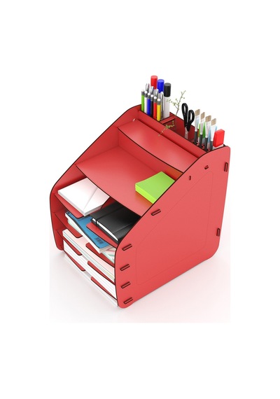 Design Otto Fx Large Modest 6 Renk A4 Evrak Rafı Masaüstü Organizer Kırmızı - 74202719 Kırmızı