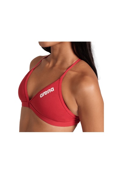 Arena Team Swim Top Tie Back Solid Kadın Kırmızı Yüzücü Bikini Üstü 004768450 Kırmızı