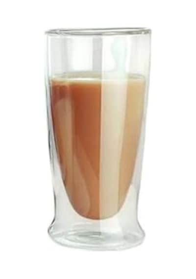 Çift Cidarlı Uzun Model Cam Kokteyl, Meşrubat, Latte, Su Bardağı, 350 Ml, 1 Adet - 12323 Açık Kırmızı