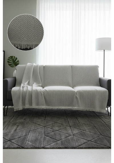 Pamuklu Koltuk Örtüsü 170x210 Cm Tekli&üçlü Koltuk,çekyat Ve Berjer İçin Modern Çizgili Yıkanabilir Gri