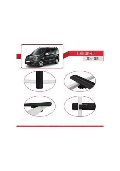 Ford Connect 2014-2021 Arası İle Uyumlu Basic Model Ara Atkı Tavan Barı Siyah 3 Adet