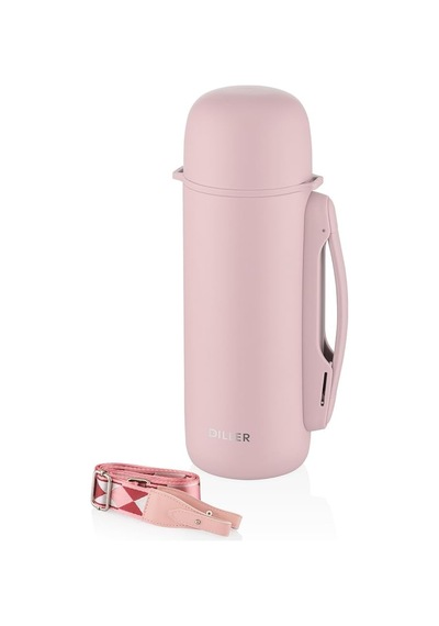 Dıller Çelik Termos Sıcak Tutma 12 Saat Pembe 1260ml Büyük Kapasite Diğer