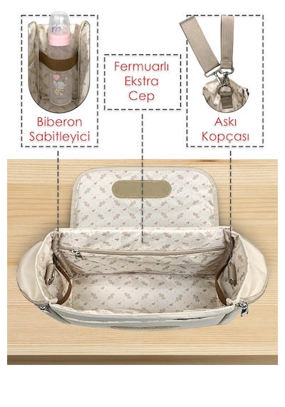 Stylo Stroller Bag Bebek Arabası ve Omuz Çantası X Pro Termos Bölümlü Bej