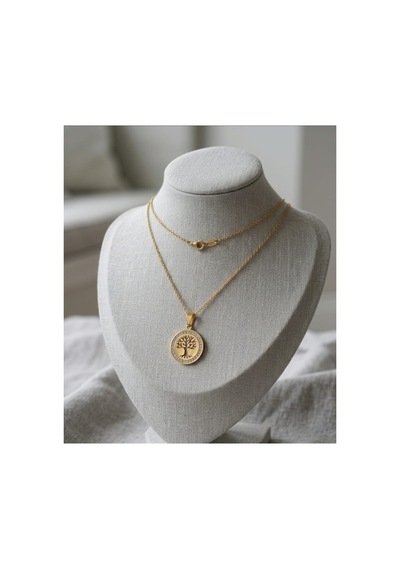 Lunarie Hayat Ağacı Kolyesi 14k Gold Kararmaz Çelik Zirkon Taşlı Altın