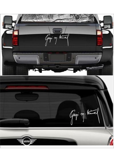 Sticker Usta Gazi Mustafa Kemal Imza Araba Oto Karavan Motosiklet Sticker 00623 Beyaz 15x8 Cm