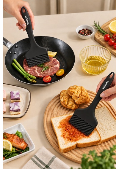 Premium Yanmaz Yapışmaz Isıya Dayanıklı Silikon Yumurta, Hamur Fırçası Siyah