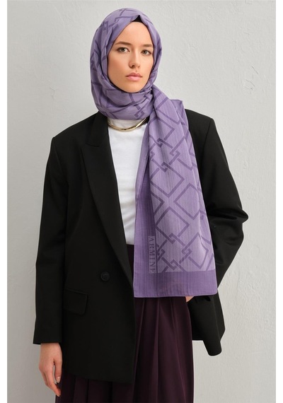 Armine Tencel İpek Zincir Desen Şal 3298 Mor