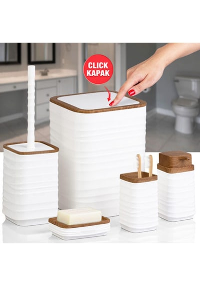 440-3b Luna 5 Lı Banyo Setı Ahsap Beyaz Beyaz