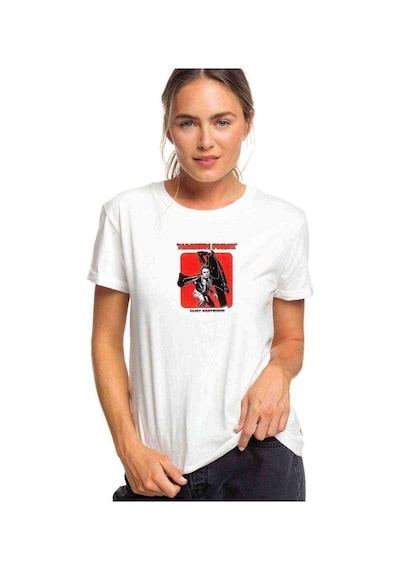 Magnum Force Clint Eastwood Baskılı Beyaz Kadın Tshirt