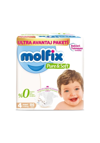 Molfix Pure&Soft Bebek Bezi 4 Numara Maxi Ultra Avantaj Paketi 86 Adet