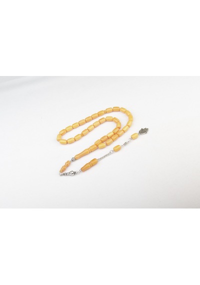 Burhan Sağlam Kapsül Kesim 12x8 Mm Sıkma Kehribar Alpaka Püsküllü Tesbih Bs2473613