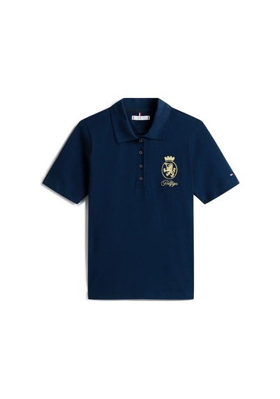 Tommy Hilfiger Gold Crest Reg Ss Po, C1g Lacivert Kadın Polo T-shirt