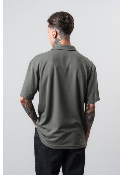 Respire Erkek Senor Yazılı Polo Yaka Regular Fit T-shirt Haki