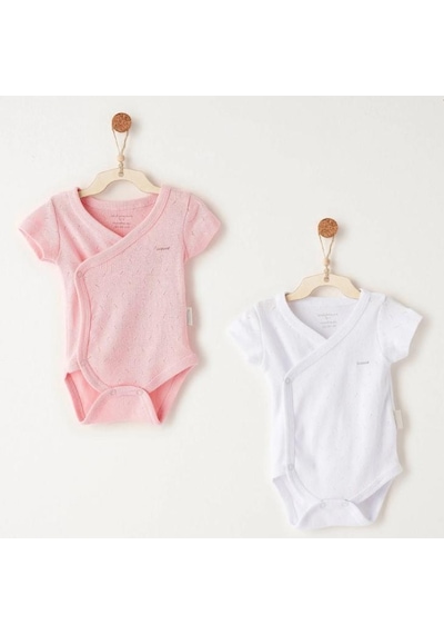 AndyWawa Andy Wawa Zıbın Body 2li Jacquard Basic Koyu Pembe - Beyaz-12510 Pembe