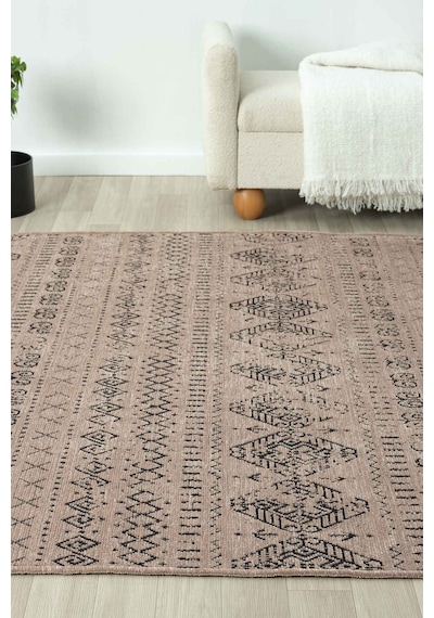 Gaia Bej Halı Yıkanabilir Kaymaz Taban Şönil Kilim Dokuma Pamuk Taban Kilim 10354 Bej