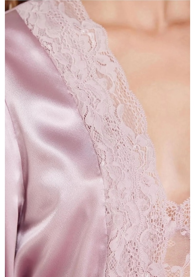 Pierre Cardin 7015 Kadın Dantelli Saten 4'lü Set-rose