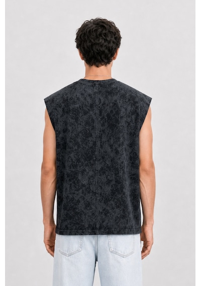 Respire Erkek Yıkamalı Tank Top Atlet Siyah